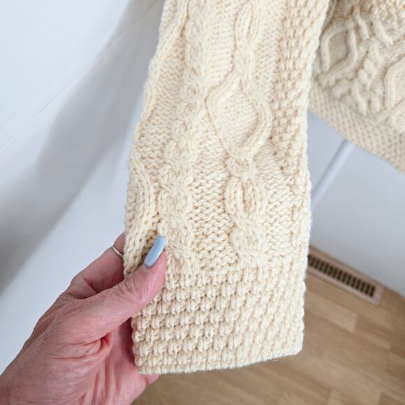 Inis Crafts NWT Irish made button down sweater large ivory cream - Picture 5 of 17